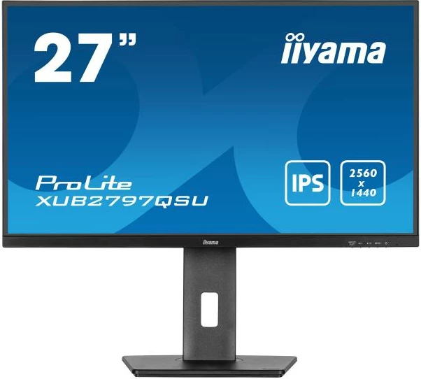 Monitor iiyama ProLite XUB2797QSU-B2 27" QHD 2560x1440 IPS 100Hz AdaptiveSync altoparlantë USB 3.2 HDMI DisplayPort qëndrim i rregullueshëm e zezë