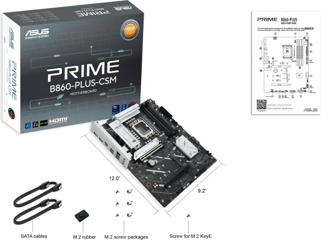 Pllakë amë Asus PRIME B860-PLUS-CSM, Socket LGA1851, DDR5, PCIe 5.0, M.2, E zezë