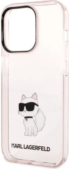 Mbështjellës KARL LAGERFELD KLHCP14XHNCHTCP për iPhone 14 Pro Max, IML NFT Choupette Logo, transparent pink