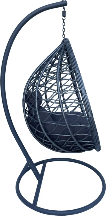 Karrige lëkundëse me bazë metalike gri dhe rattan PE gri 120x108x195cm