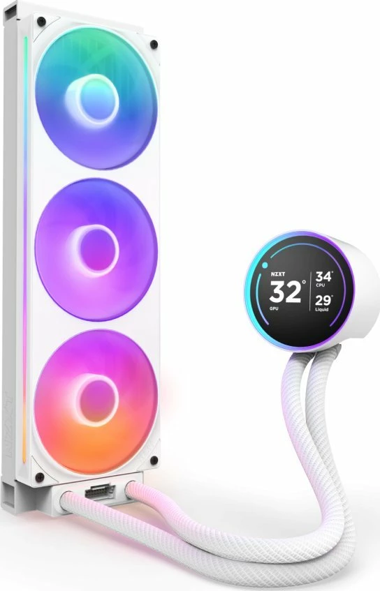 Sistem ftohje me ujë NZXT Kraken Elite 360 RGB 2024 RL-KR36E-W2, 360mm, ARGB, ekran IPS 2.72\", i bardhë