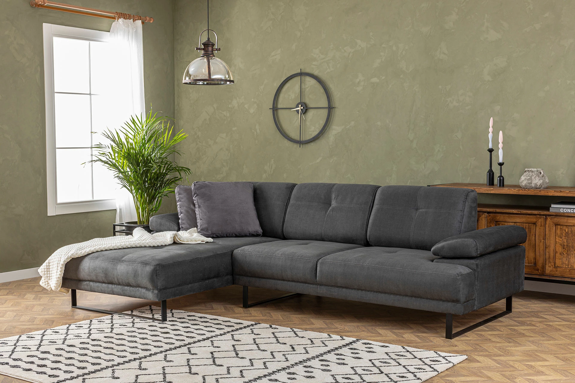 Këndare Atelier del Sofa, Mustang Large, kënd i majtë, ngjyrë antracit