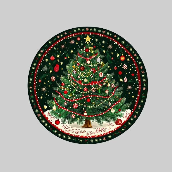 Qilim i rrumbullakët, temë Krishtlindjesh, shumëngjyrësh, 120x120cm, Conceptum Hypnose, Crp-Yrlk26-1