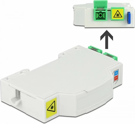 Kuti lidhëse fibër optike DeLOCK për DIN Rail, 2x SC Simplex ose LC Duplex, e bardhë