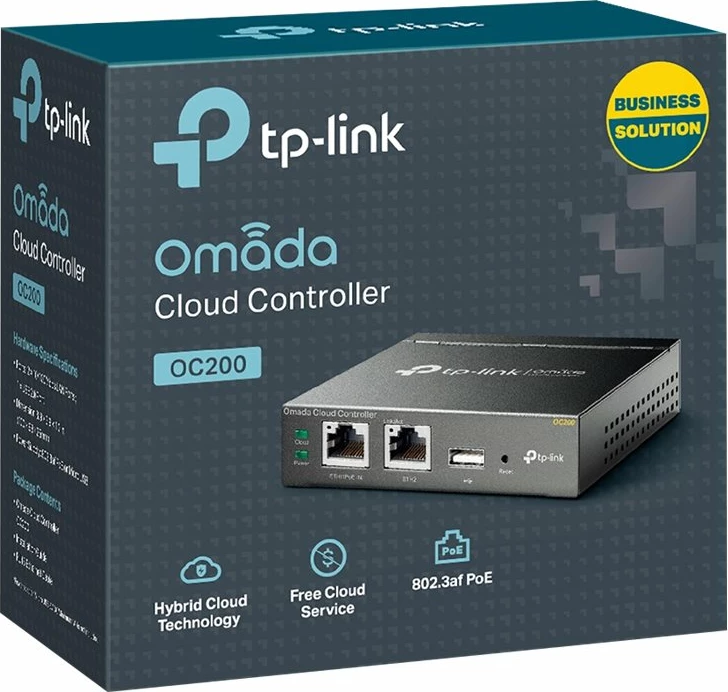 Kontrollues rrjeti TP-LINK Omada OC200, për menaxhim të centralizuar, me 2 porta Ethernet, PoE, i zi