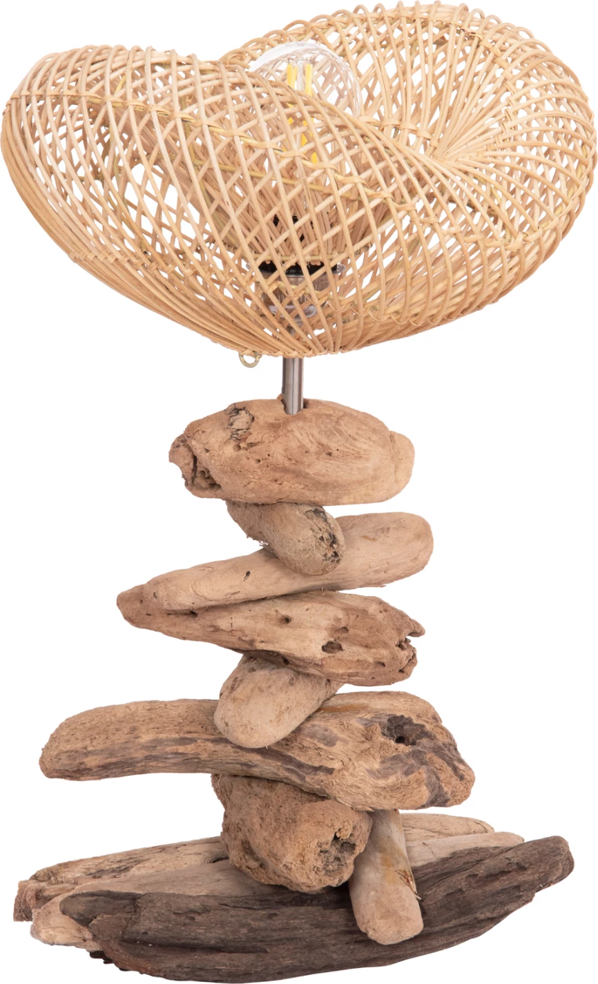 Llambë dekorative tavoline IVAR FH4431 dru i sjellë nga deti & rattan 32x30x53Hcm