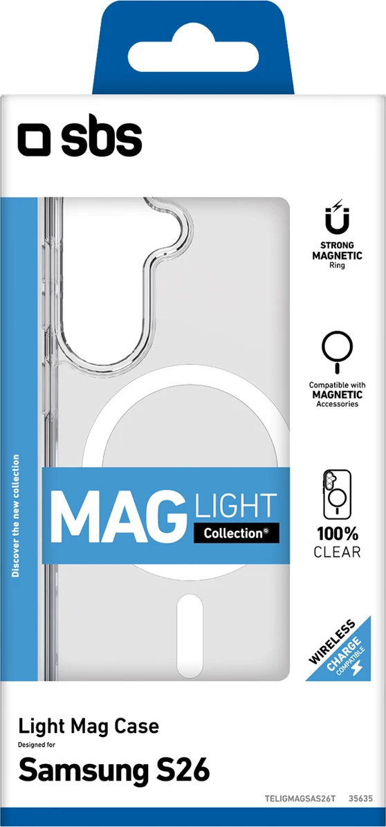 Mbështjellës SBS Cover Light Mag për Samsung Galaxy S26 Ultra, kompatibil me MagSafe, TPU/PMMA, transparent, në kuti