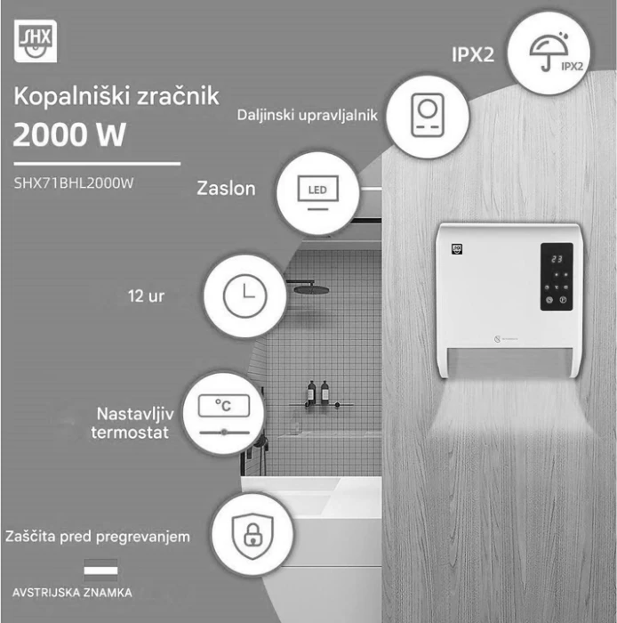Ngrohës ventilator banjoje SHE SHX71BHL2000W 2000 W, i bardhë