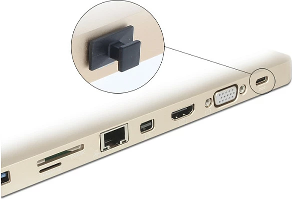 Kapak pluhuri për USB-C DeLOCK 64015, 10 copë, i zi