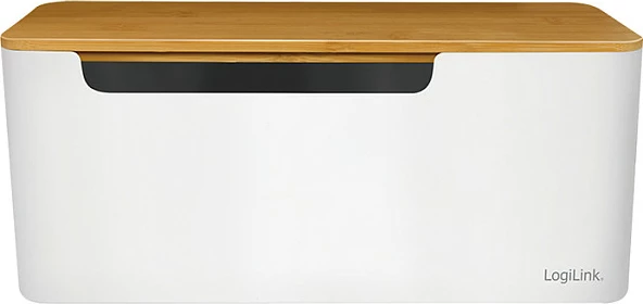 Kuti për kabllo LogiLink KAB0075, kapak bambuje, 310x140x130 mm, e bardhë/druri