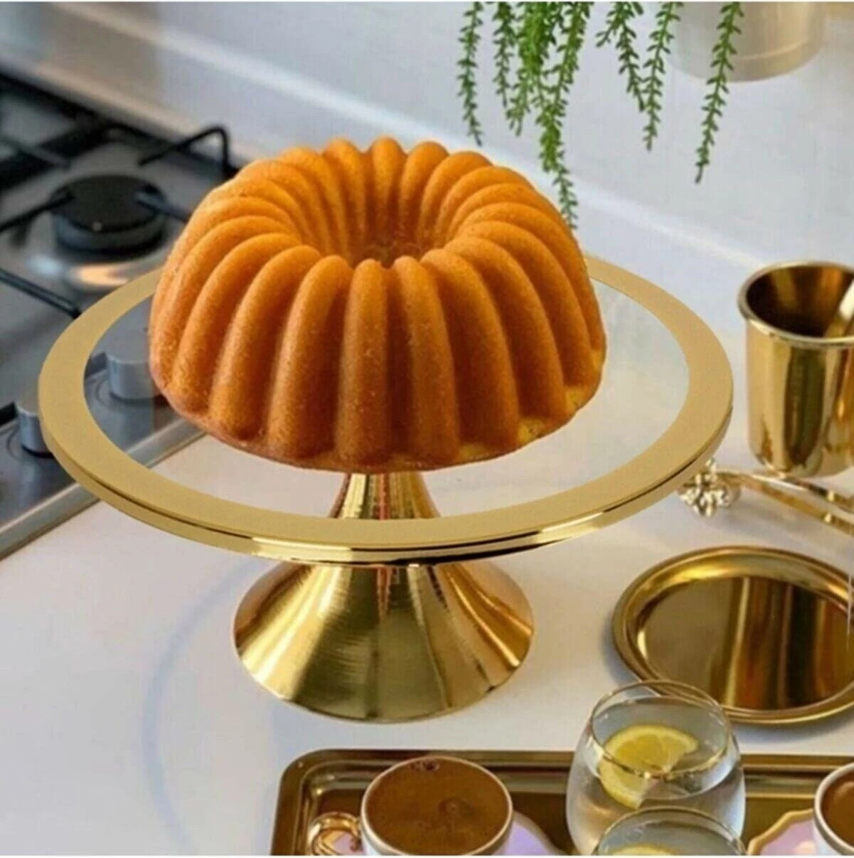 Pjatë për servirje torte, ngjyrë ari, Hermia, Pst 01