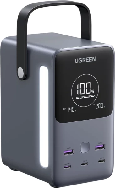 Power bank UGREEN 25286 48000mAh 300W me ekran digjital OLED, PD3.1 140W, 3C2A, gri e errët