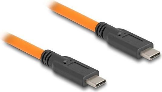 Kabllo USB-C DeLOCK Type-C në Type-C, 1 m, 5 Gbps, PD 100 W, portokalli