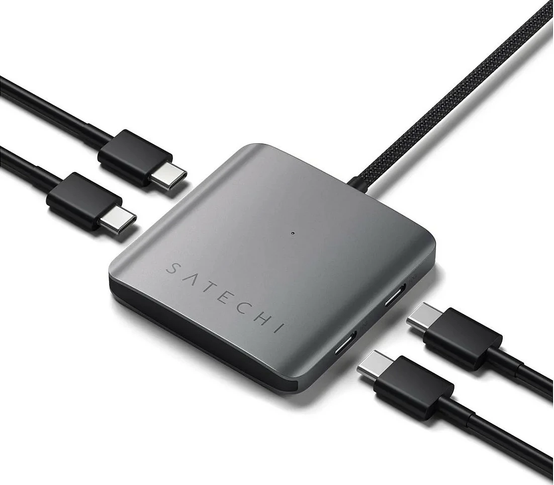 USB-C hub Satechi 4-Port PD 100W, 3x USB-C 3.2 Gen 2 10Gbps, gri