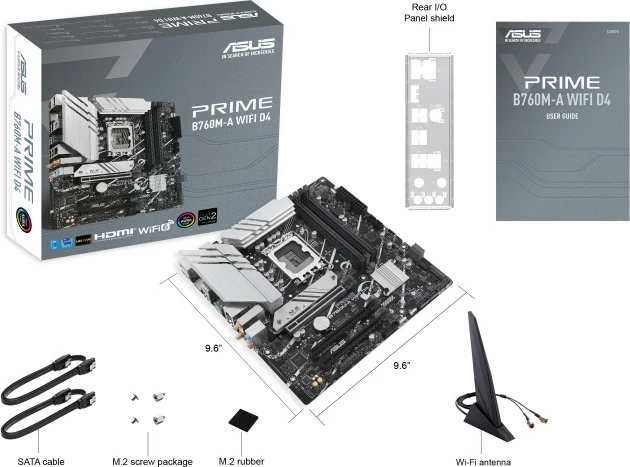 Pllakë amë ASUS PRIME B760M-A WIFI D4, Intel, LGA 1700, DDR4-SDRAM, 128 GB