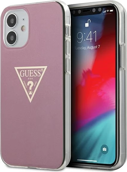 Mbështjellës Guess GUHCP12SPCUMPTPI për iPhone 12 mini 5.4", Metallic Collection, rozë