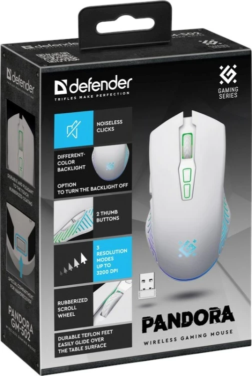 Maus wireless Defender Pandora RF, 3200 DPI, 6 butona, i bardhë 6