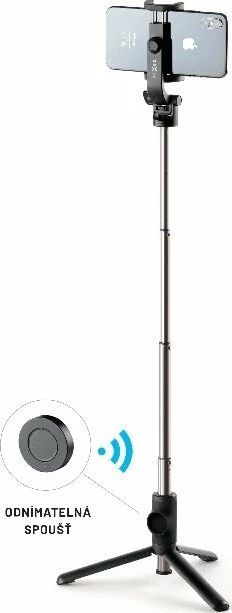 Stativ dhe shkop selfie Fixed Snap Lite 20-56 cm, me buton shkrepësi, i zi