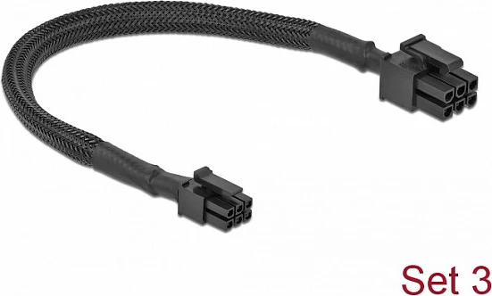 Set kabllosh rryme DeLOCK Power Cable Set për Mac Pro 2019, Micro-Fit 8-pin në 8-pin/6-pin, i zi