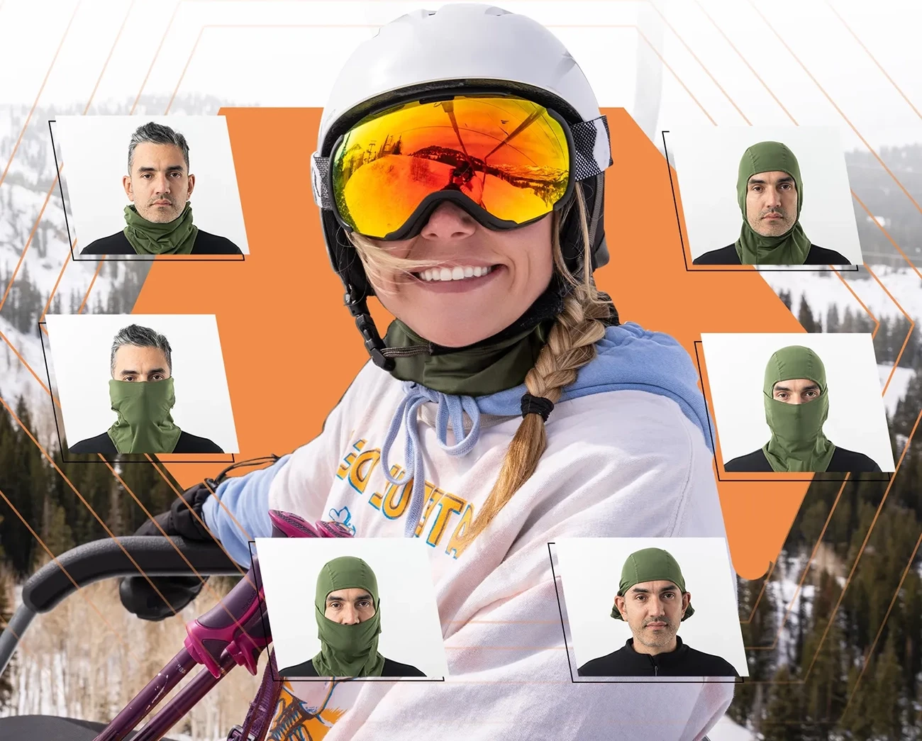 Balaklava dimri, Qunature, 13230023014, elastike dhe e frymëmarrshme, për ski/bicikletë/motoçikletë, madhësia M, e gjelbër