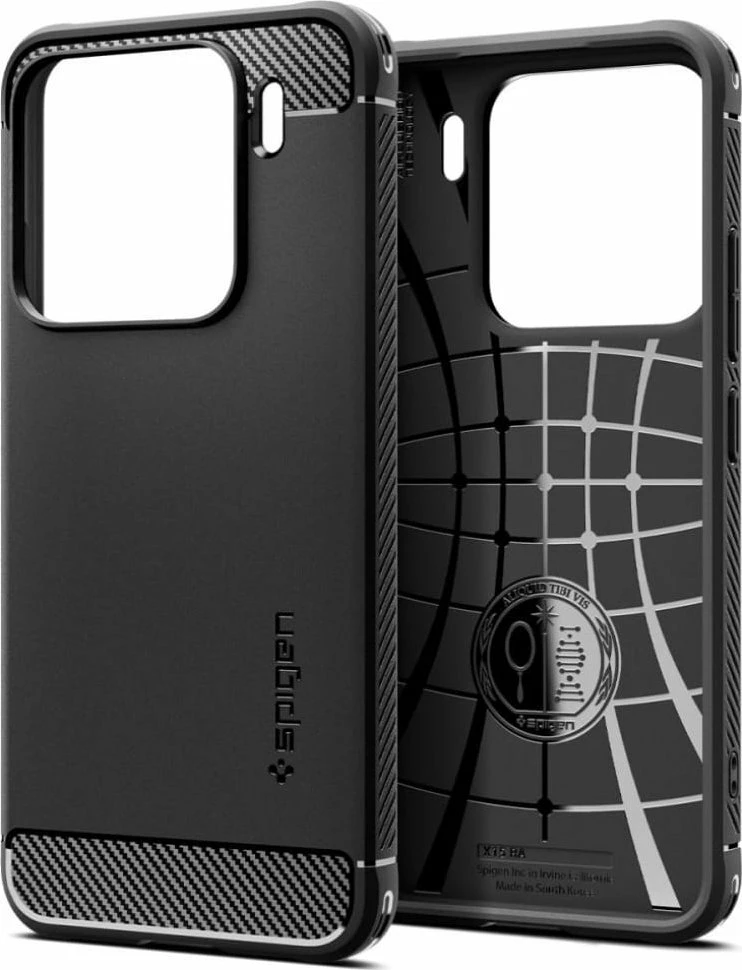 Mbështjellës Spigen Rugged Armor për Xiaomi 15, TPU, MIL-STD 810G-516.6, i zi mat