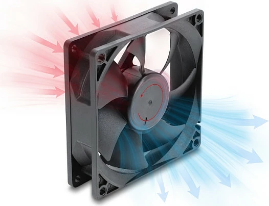 Ventilator për kasë DeLOCK, 92 x 92 x 25 mm, 48 V DC, 4-Pin PWM, i zi