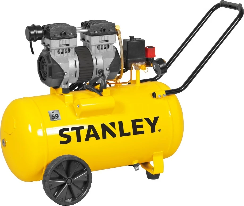 Kompresor ajri pa vaj Stanley SXCMS1350HE, 50L, 1.3kW, 230V, 8 bar, 150 L/min, low noise, i verdhë