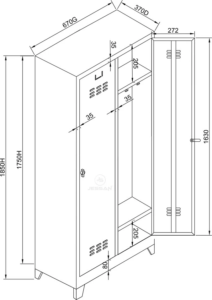 Dollap metalik për ruajtje, ngjyrë gri dhe e zezë, Skye Decor, Js1028Sı