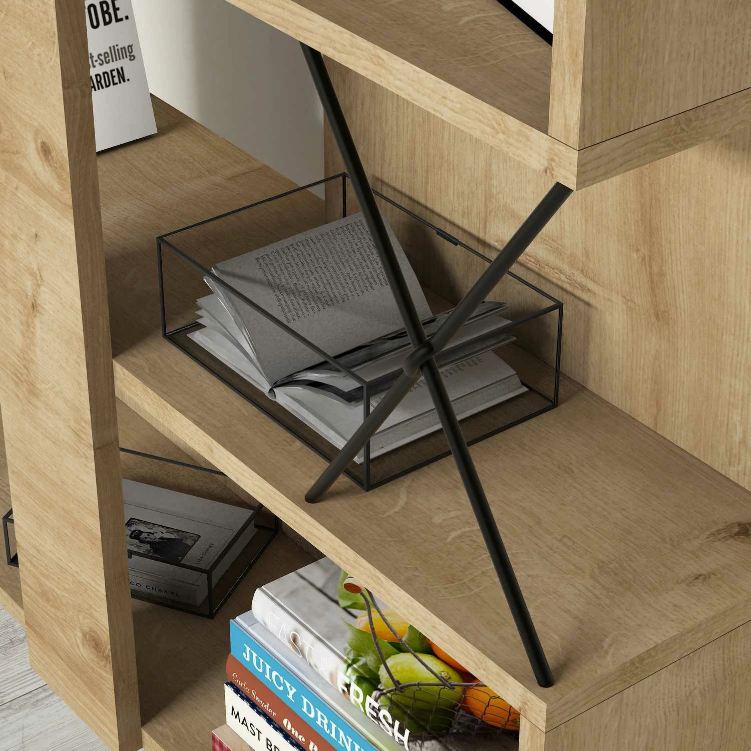 Raft librash Hanah Home, ekstra, ngjyrë lisi