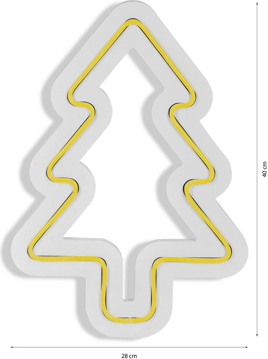 Dritë dekorative plastike LED, formë bredhi, ngjyrë e verdhë, Wallity, 21x30x2 cm