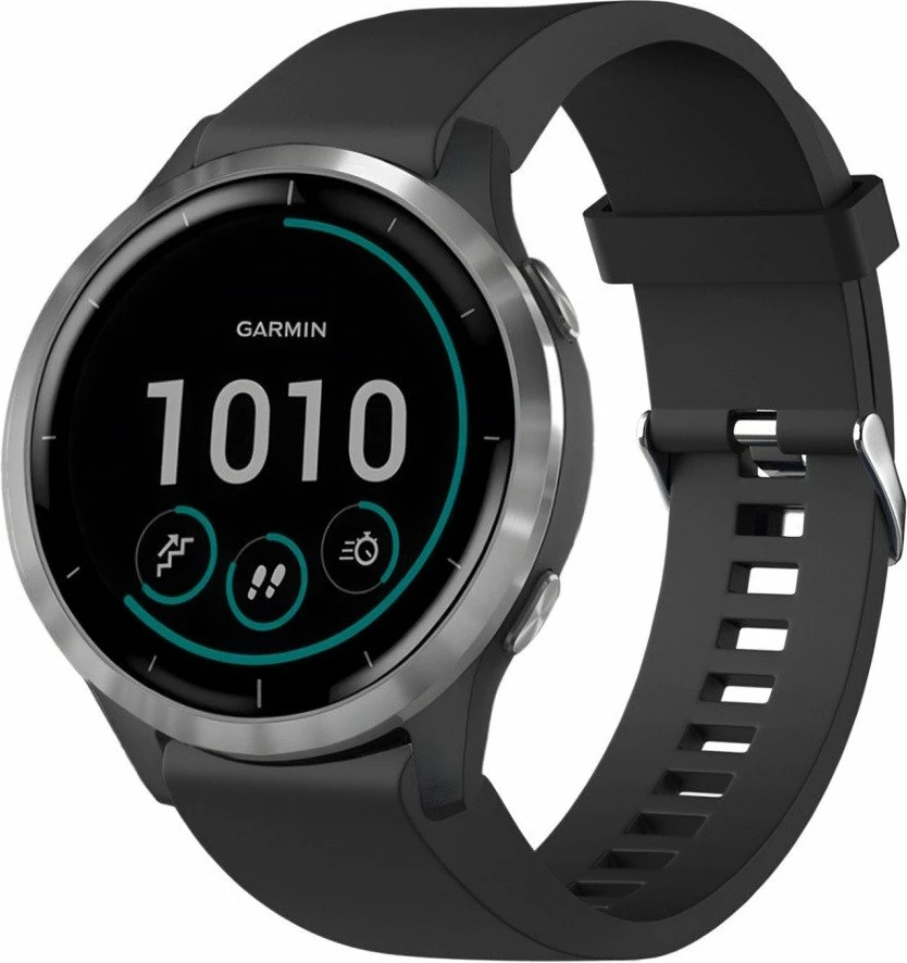 Rrip silikoni Fixed QuickFit 20mm për Garmin, FIXSST-QF20MM-BK, i zi