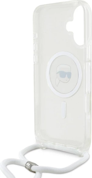 Mbështjellës Karl Lagerfeld Crossbody IML Karl Head MagSafe për iPhone 16, Transparent
