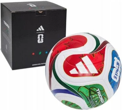 Top futbolli Adidas Trionda League Box World Cup JD8045, madhësia 4, i salduar termikisht, fshikëz butili, shumëngjyrësh, me kuti