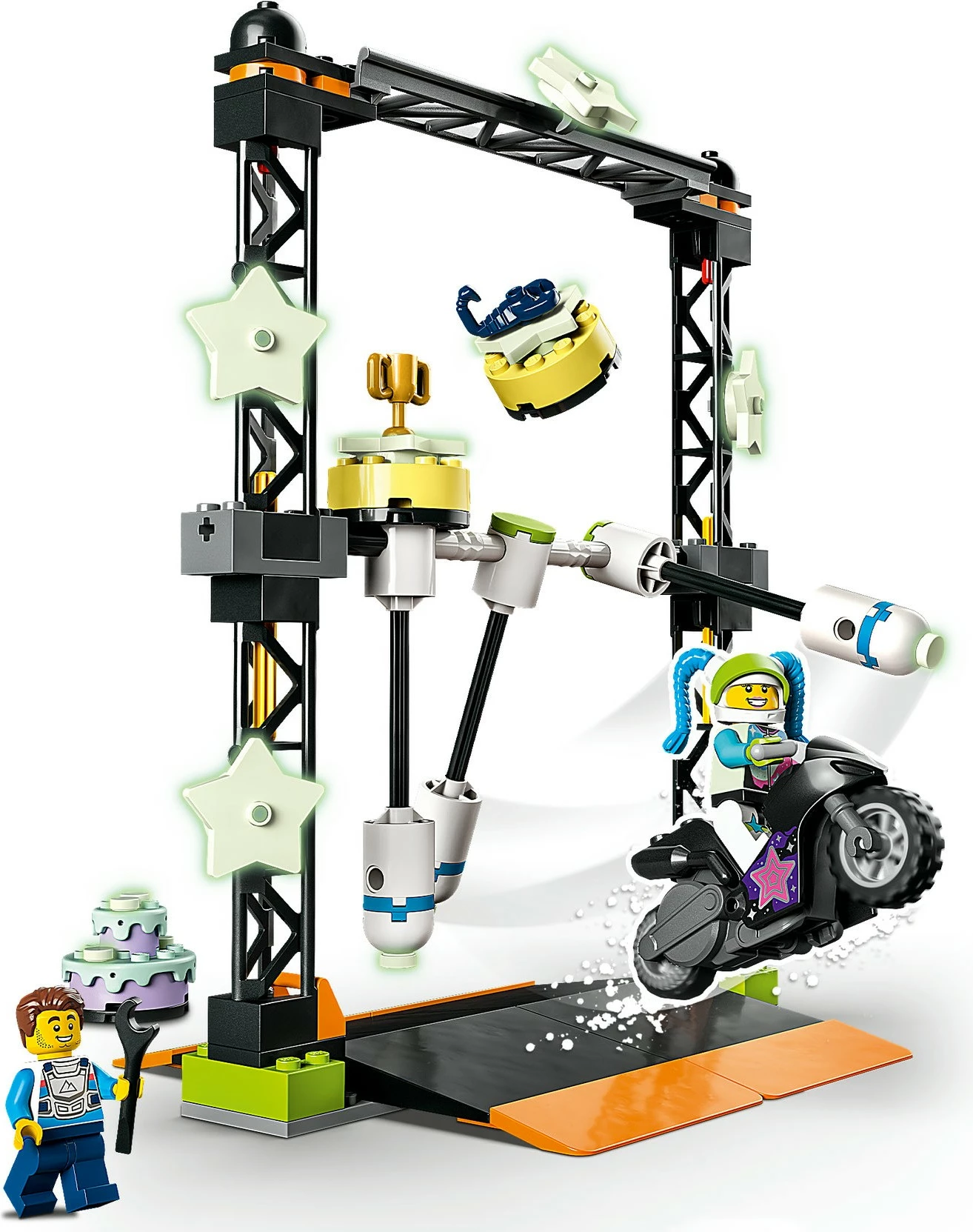 Set ndërtimi LEGO City The Knockdown Stunt Challenge, 117 pjesë, plastikë, shumëngjyrësh