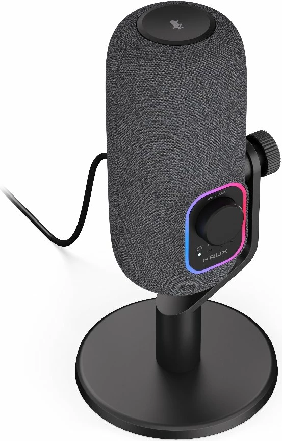 Mikrofon USB Krux Empy KRXC017, 24bit/96kHz, 4 mënyra regjistrimi, RGB, USB-C, i zi
