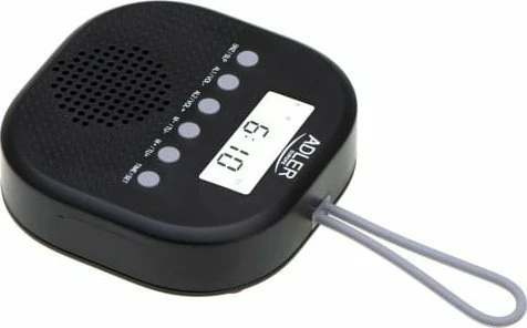 Radio FM Adler IPX4, me orë dhe 2 alarme, 3xAAA, gri