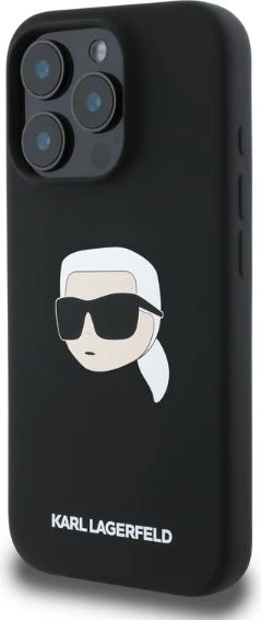 Mbështjellës Karl Lagerfeld Silicone Karl Head Print MagSafe për iPhone 16 Pro Max, Zi
