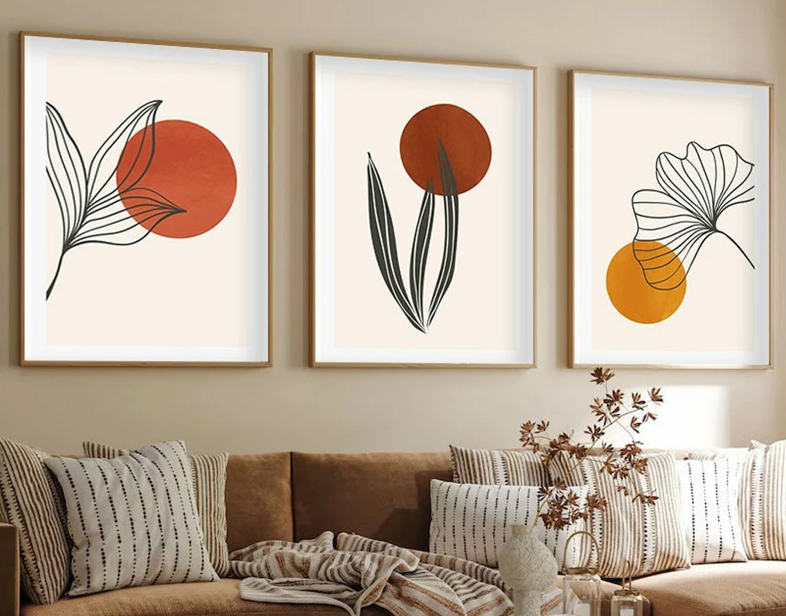Pikturë dekorative me kornizë MDF (3 copë), Wallity, Huhu215, 50x35cm