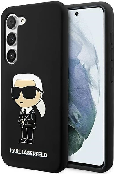 Mbështjellës celulari, Karl Lagerfeld, Liquid Silicone Ikonik Karl, për Samsung Galaxy S23+, hardcase silikon, i zi