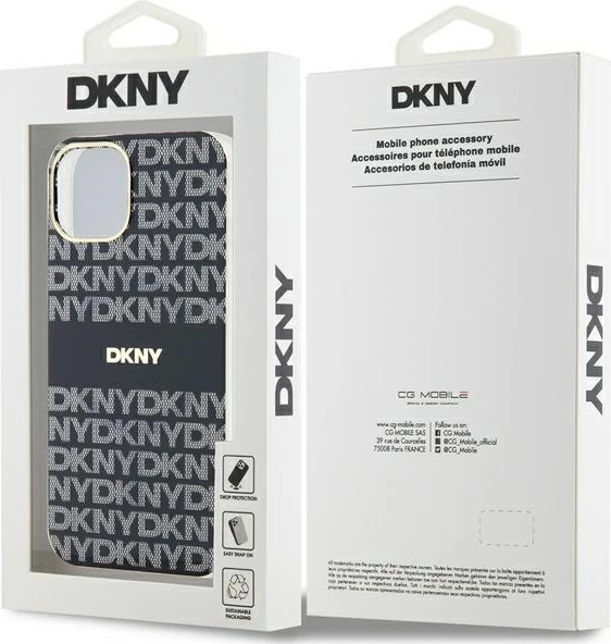 Mbështjellës DKNY IML Mono & Stripe MagSafe për iPhone 15 Plus / 14 Plus, i zi