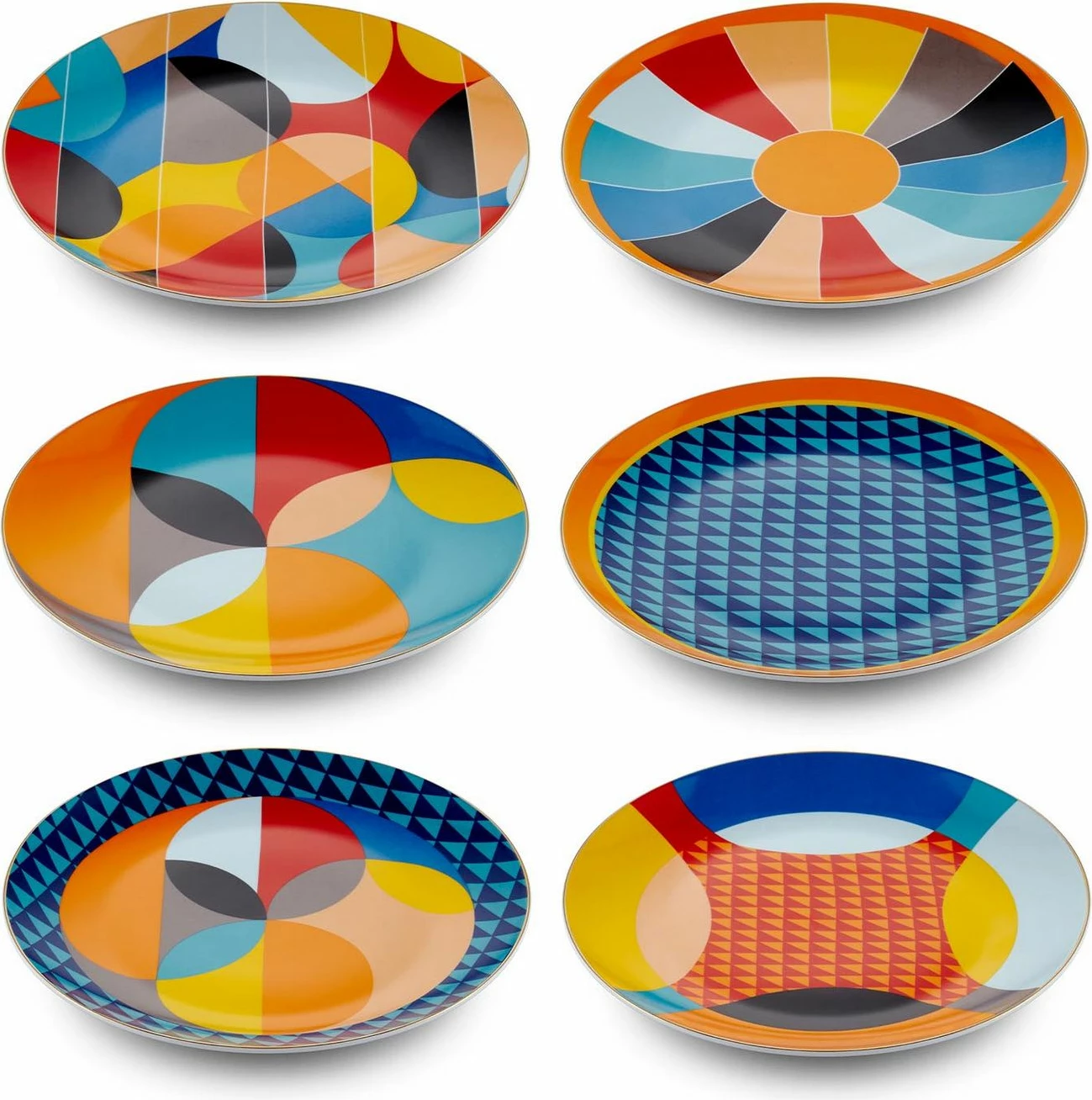 Set pjatash për ëmbëlsira, shumëngjyrëshe, Hermia, DNR0077, 6 copë