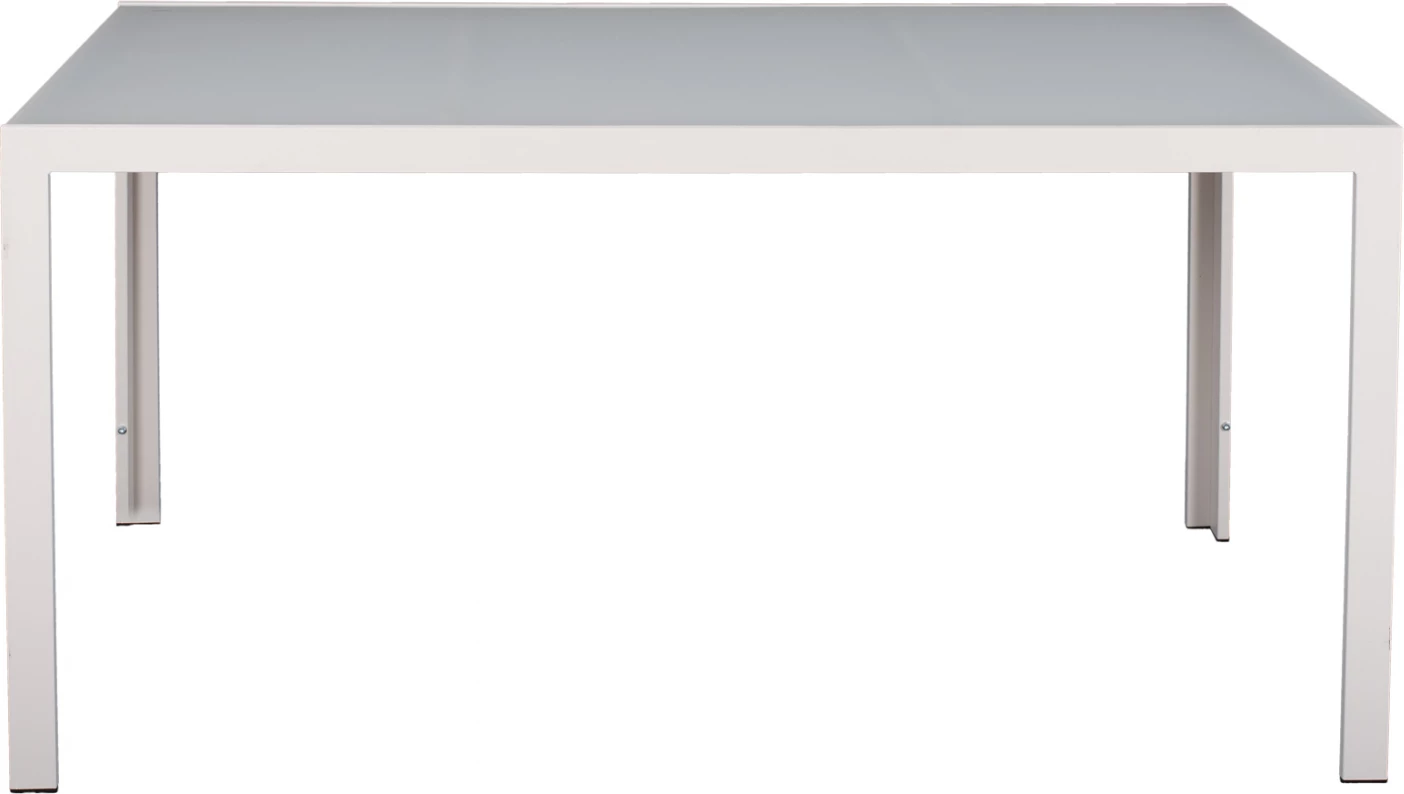 Tavolinë metalike, ngjyrë e bardhë akulli, me xham, FH5767.03, 150x90x75 cm