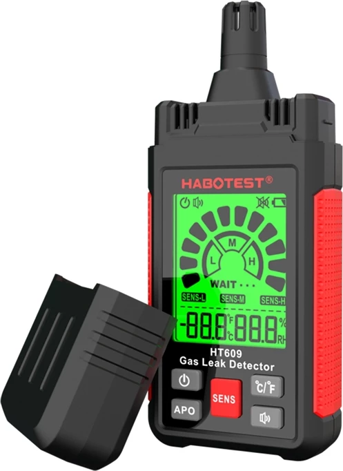 Detektor gazi Habotest HT609PRO me sondë teleskopike, ekran LCD, set me 3 bateri AAA