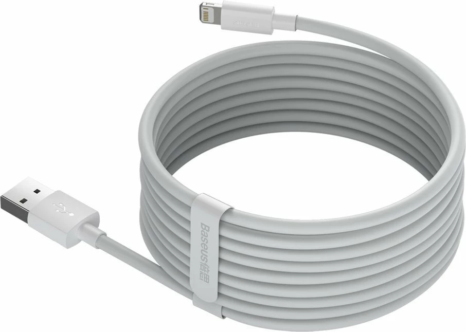 Kabllo USB-Lightning Baseus TZCALZJ-02, 1.5m, Set 2 copë, Bardhë