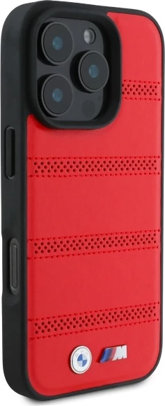 Mbështjellës BMW M Perforated And Stitched Line MagSafe për iPhone 16 Pro Max, Kuq