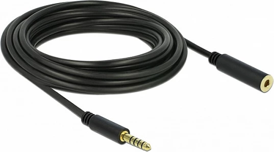 Kabllo audio DeLOCK 85799, zgjatues 4.4mm mashkull-në-femër, 5 m, e zezë