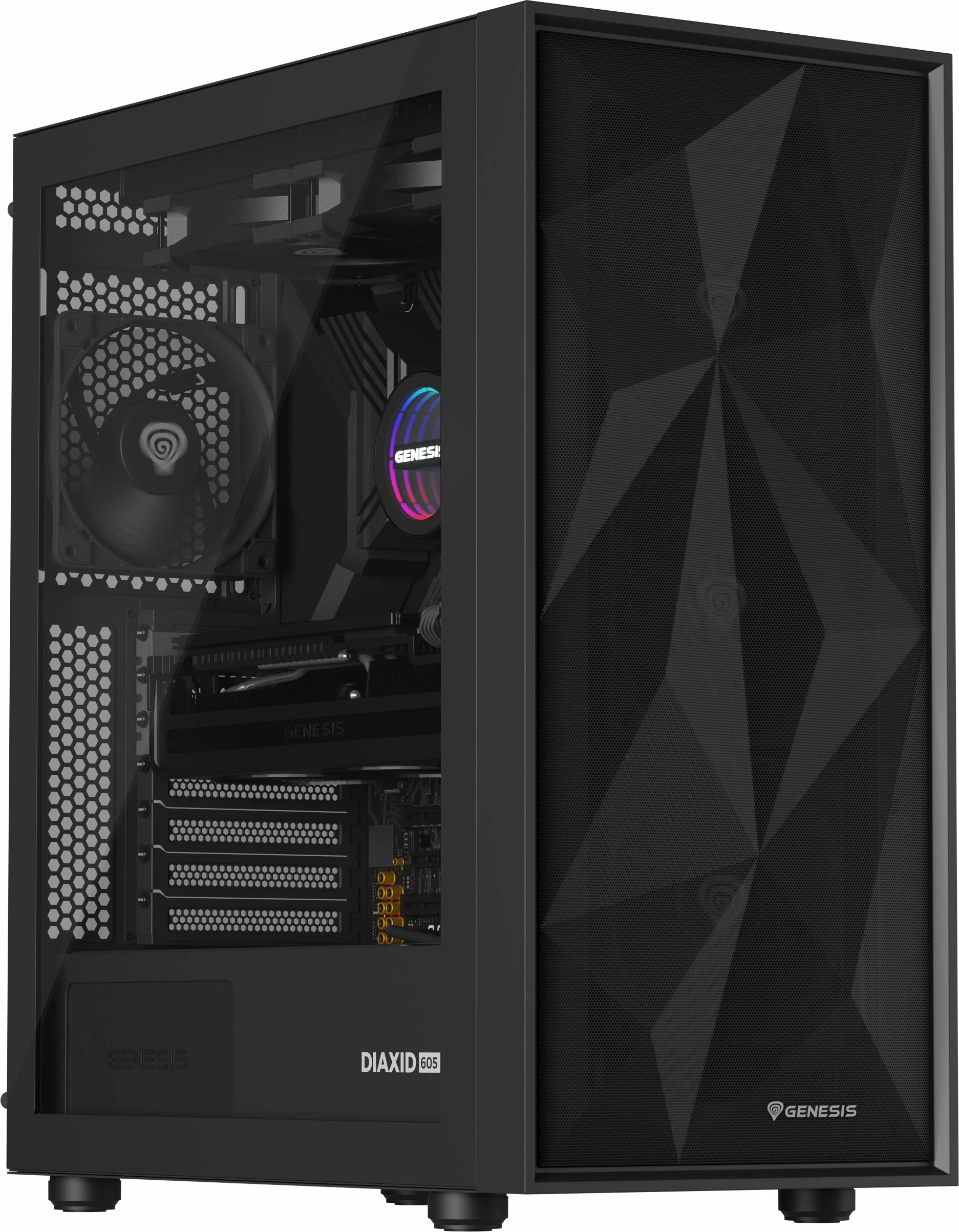 Kasë GENESIS Diaxid 605F NPC-2046 midi tower ATX, USB-C, pa furnizim, e zezë