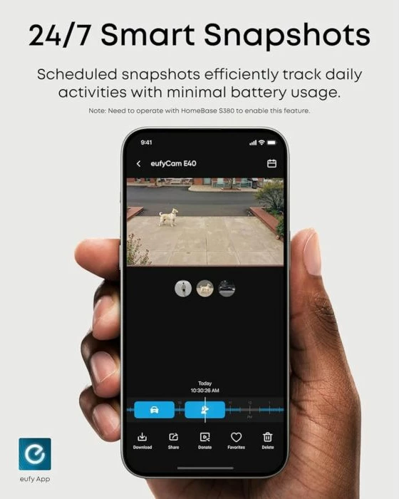 Sistem kamera sigurie ANKER Eufy Security eufyCam E40 2K, 4 kamera + HomeBase S380, SolarPlus 2.0, e bardhë/e zezë