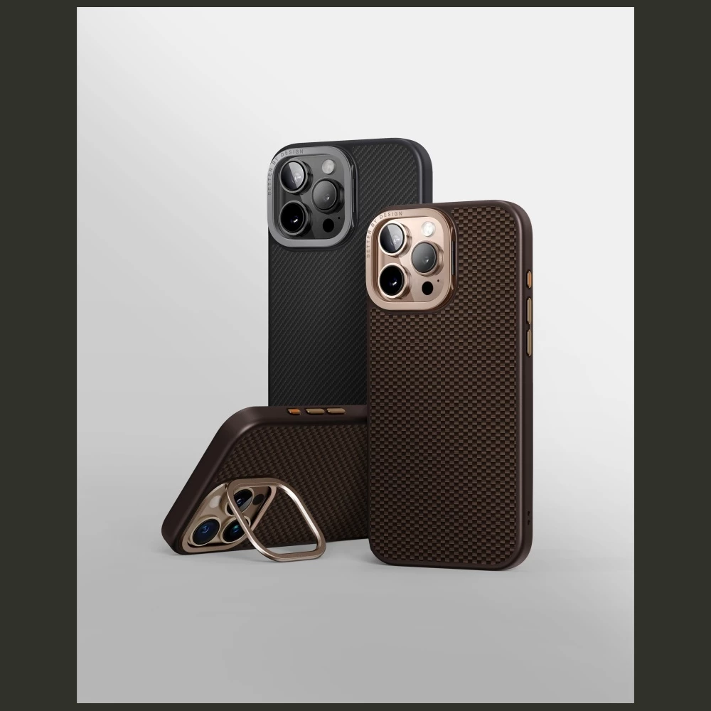 Mbështjellës UNIQ Keva Max Magclick me mbajtëse kamere për iPhone 16 Pro, Kafe
