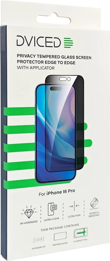 Dviced privacy tempered glass screen protector edge to edge for iPhone 16 Pro